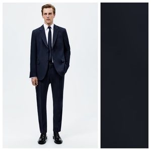 NWT. Zara Man Navy Textured Suit Blazer. Size 38.